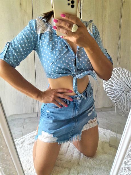 Crop top blúzka na zaväzovanie-s/m, s