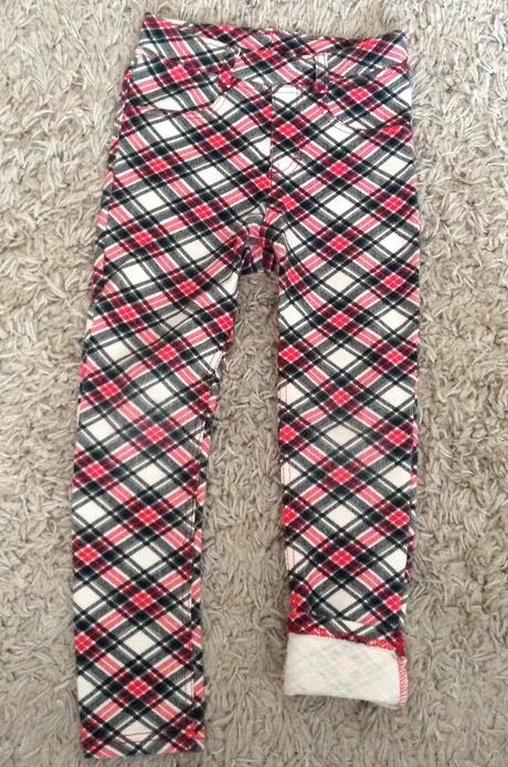 Teplé kárované džegínsy zn. h&m, h&m,116