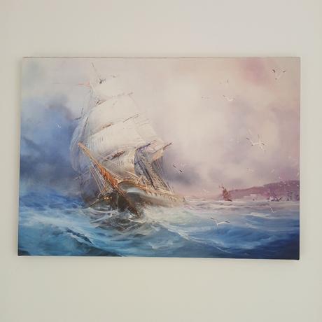 Obraz plachetnica na rozbúrenom mori, 