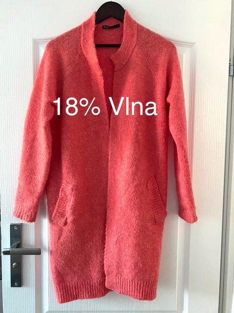 Dlhý marhuľový kardigan s prímesou vlny, m