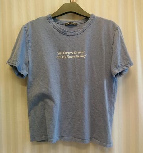 Dámsky modrý crop top s nápisom, zara, l, zara,l