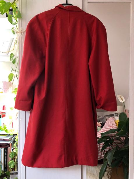 Červený oversize kabát/ červený vintage kabalt/ tň, l