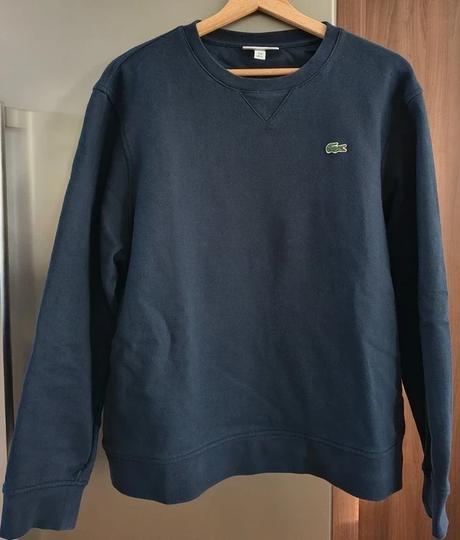 Lacoste tmavo modrá navy bavlnená mikina l-xl, lacoste,l