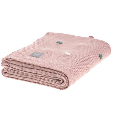 Lässig knitted blanket dots gots 80x100 dusky pink, 