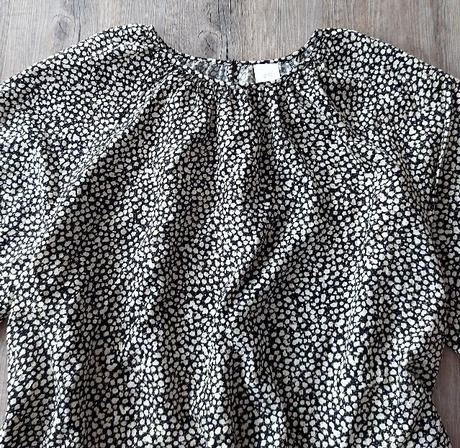 Čierno - krémové šaty s balónovými rukávmi, h&m,m