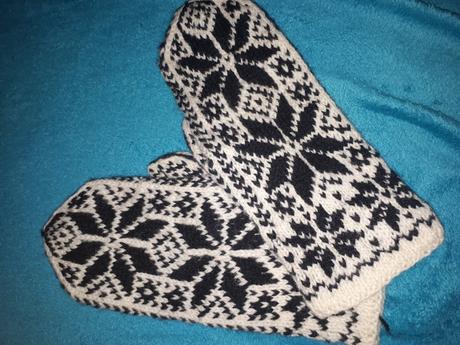 Pletené rukavice s nórsky vzorom, l