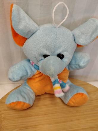 Plyšový modrý slon so šálom, 19 cm, 