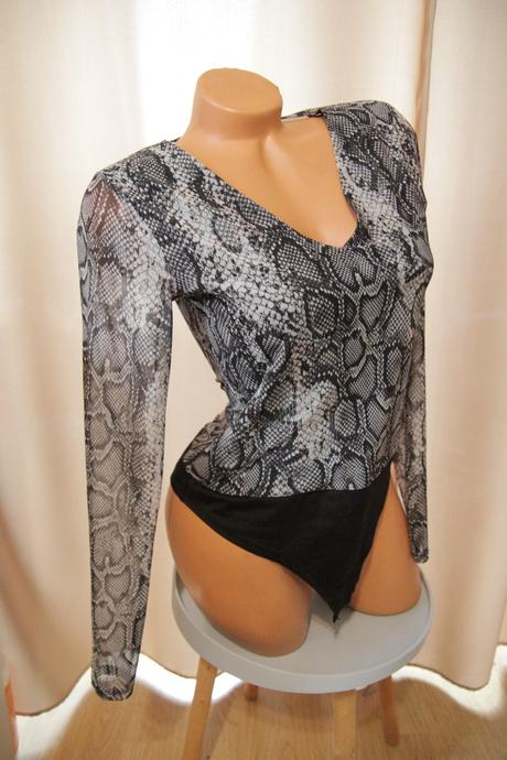 Šedo čierny body top, m, m
