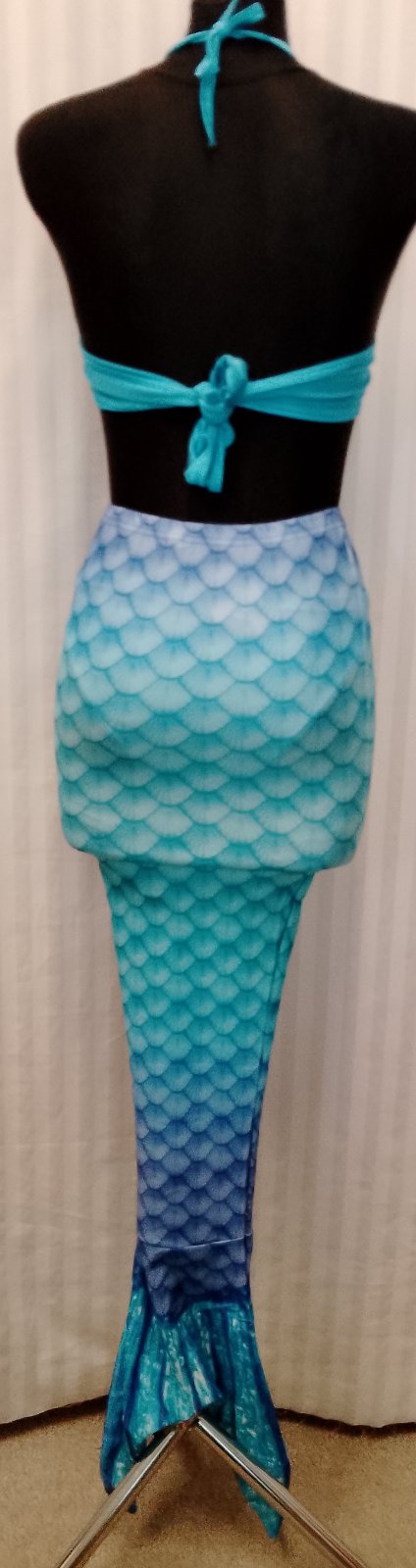 3 set plavecký morská víla modrá volániková 150 cm, 152