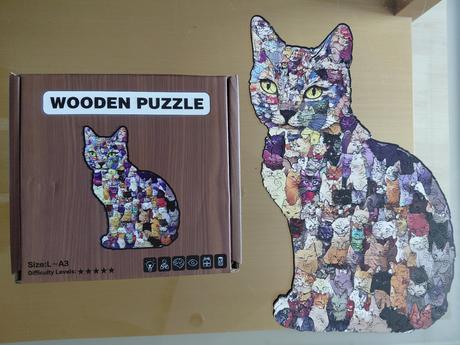 Drevené puzzle l mačka,