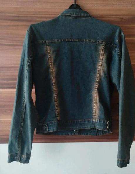 Klasická modrá dámska rifľová bunda so spraným, xl