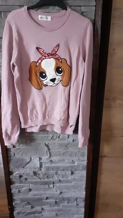 Svetlo fialový svetrík so psíkom, h&m,134