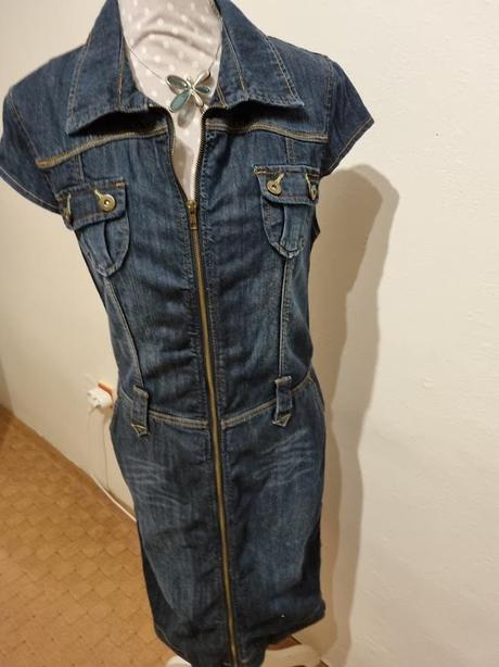 Tmavomodré rifľové šaty na zips denim co 38, denim co,38
