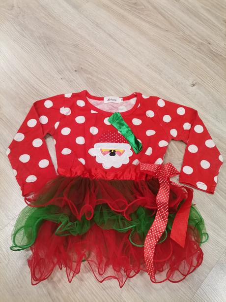 Dievčenské červene vianočné šaty, 92