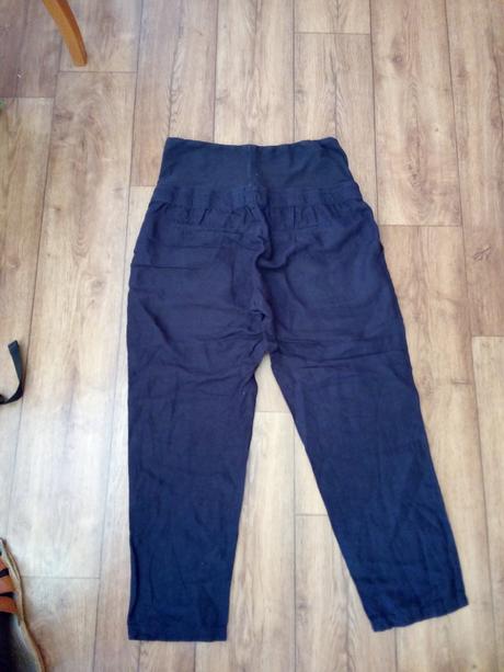 Tmavomodre tehoten.ľanove 3/4nohavice h&m top stav, h&m,40