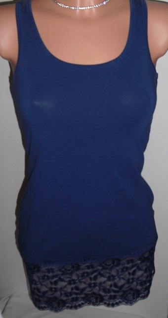 Tmavomodra tunika s hrubou krajkou, xs