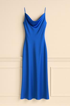 Maxi saténové šaty, s