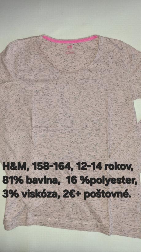 Dievčenské tričká s dlhým rukávom. h&m., h&m,164