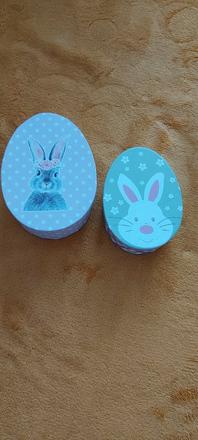 Krabičky veĺkonočné, plastové vajíčka v košíku,dre, 