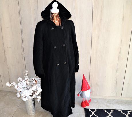 Zimný kabát s kašmírom a kapucňou-xl, xl