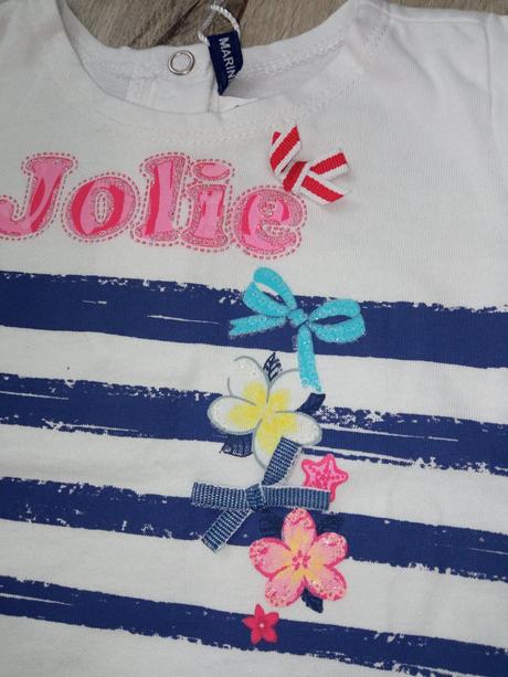 Dievčenské tričko pásikavé s masličkou (0-3 mes.), original marines,56