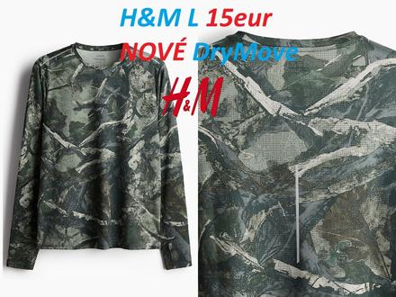 Tričko hm drymove bežecké tmavozelené, h&m,l