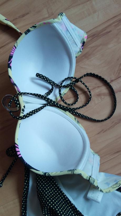 Žlto-čierne plavky s motýľmi - l/xl, l