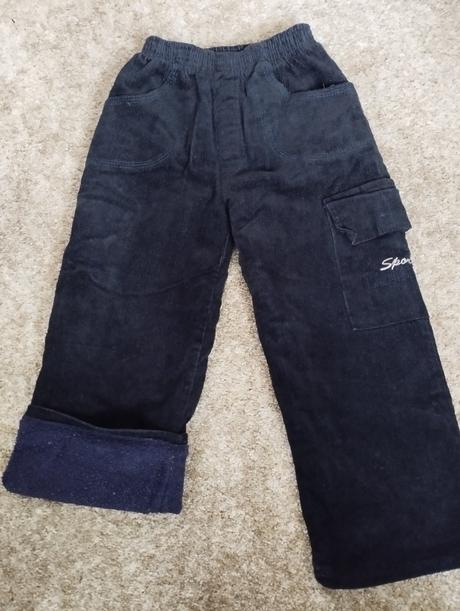 Oteplené menčestrové nohavice, 110