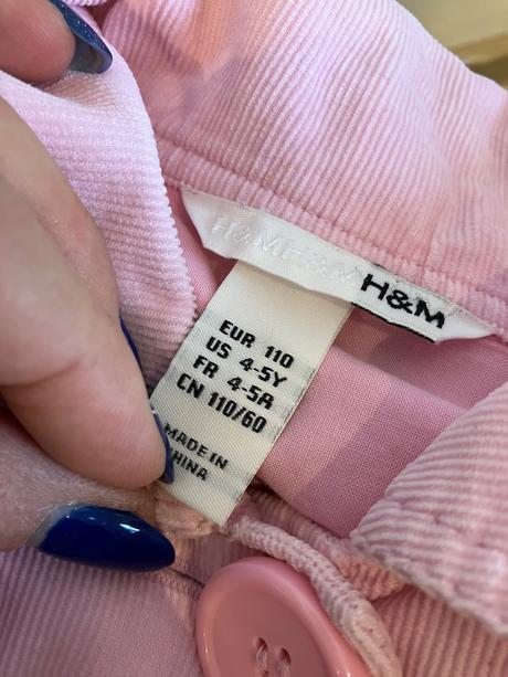 Dievčenský menčestrový kabát tenký h&m (4-5 r.), h&m,110