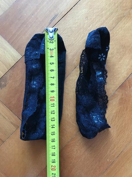 Čierne krajkové nízke ponožky do balerínok, 38