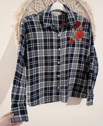 Karovaná košeľa s kvetmi, h&m,s