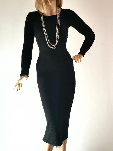 American vintage - pleteninové alpaka šaty, xs