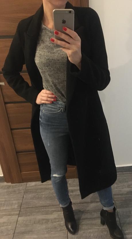 Čierny kabát s opaskom, reserved,34