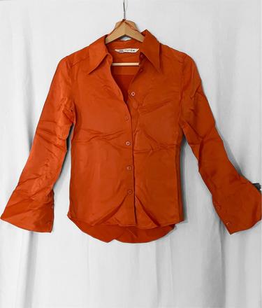 Y2k oranžová lesklá blúzka zara  romcom / carr, zara,xs