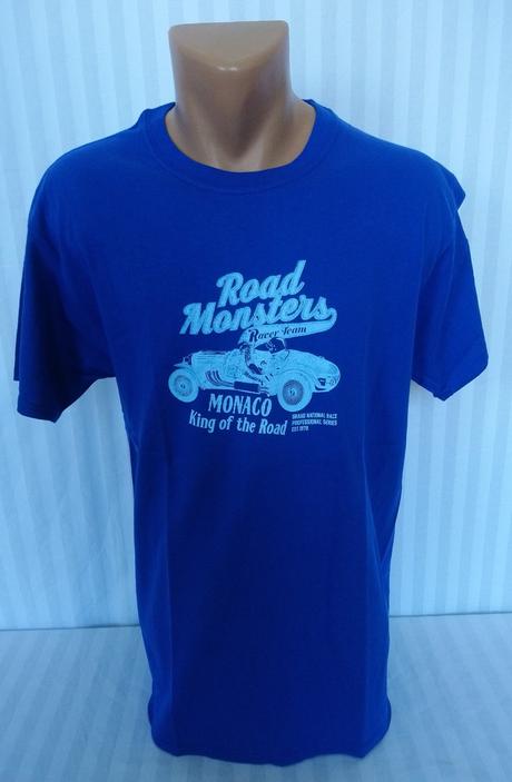 Pánske tm. modré tričko road monster, hanes, m, m