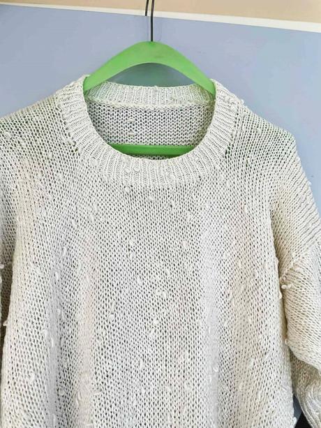 Perleťové uzlíčkové pletené triko oversize, l