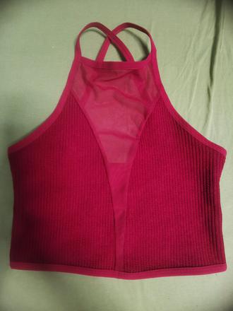 Crop top so sieťkou, xs