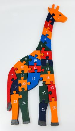 Drevené puzzle žirafa,