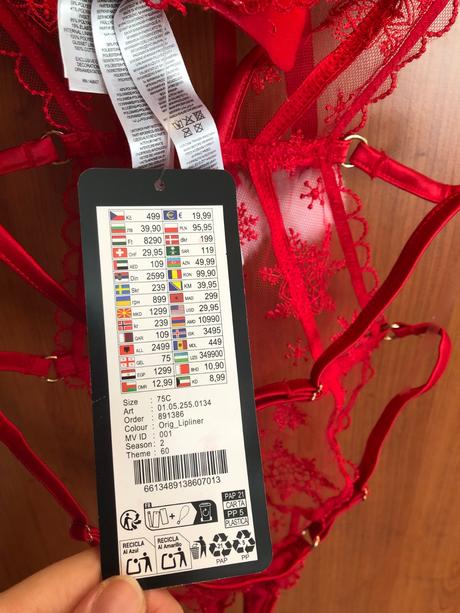 Nové červené sexy čipkované push-up body, 75 c, new yorker,75c