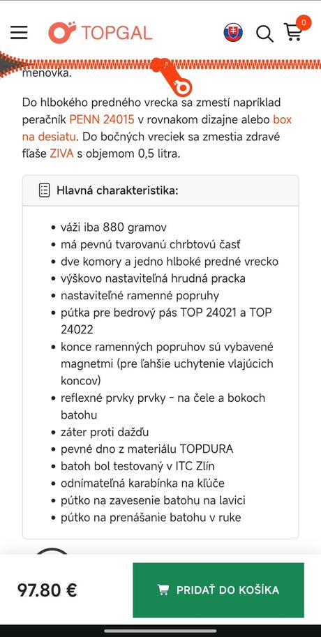 Predám školskú tašku topgal,
