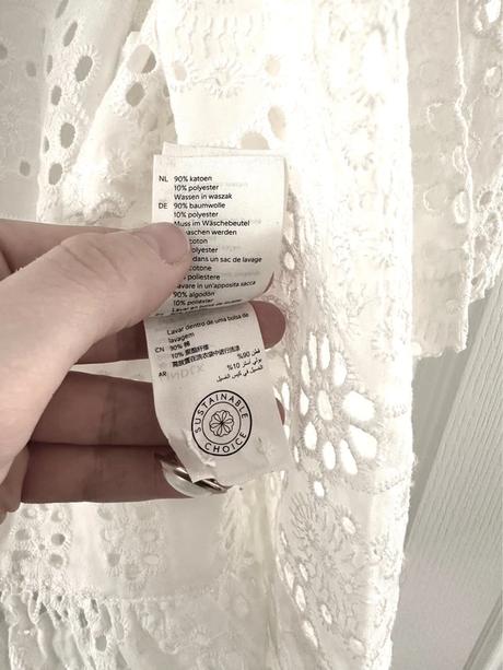 Nová biela ažúrová zavinovacia blúzka s volánom li, lindex,38