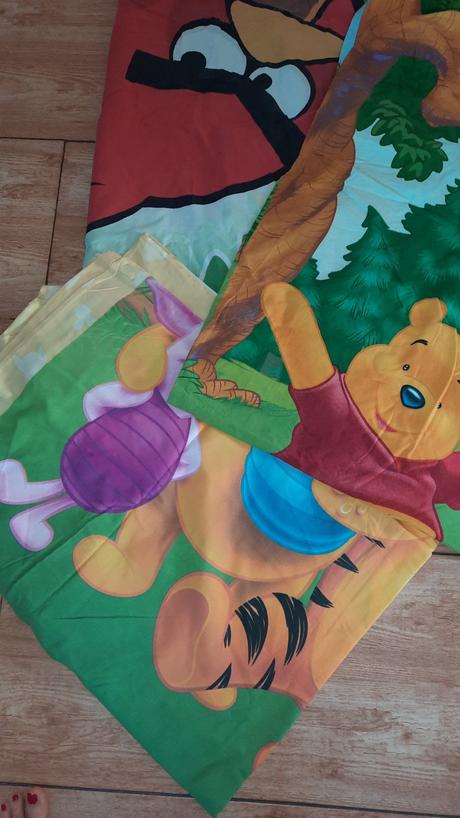 Postelna bielizen pooh,angry birds-cena spolu, šírka (cm): 70,dĺžka (cm): 90
