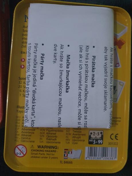 Čierny peter + maunz maunz + bingo hry v plechovke,