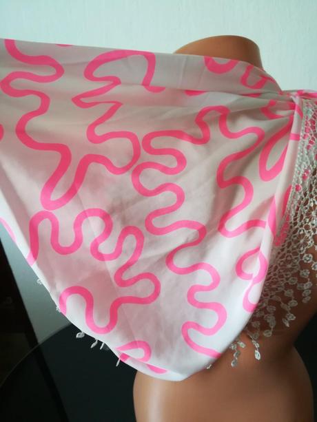 Šál bielo-ružový, 