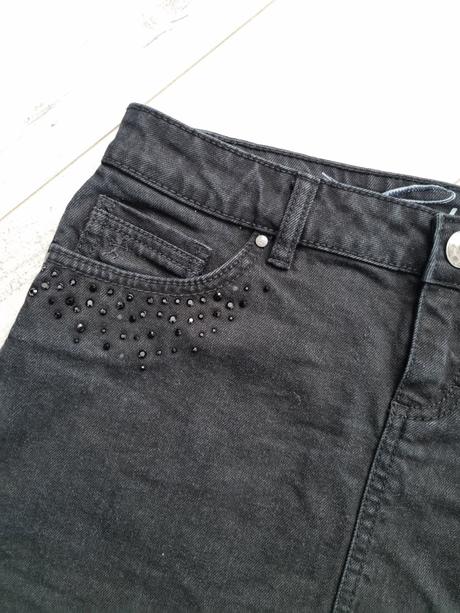 Čierna džínsová minisukňa s kamienkami, esprit,34