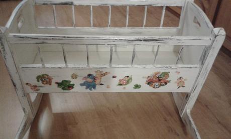 Koliska drevená vintage štýl + stolička ako darček, šírka (cm): 45,dĺžka (cm): 90