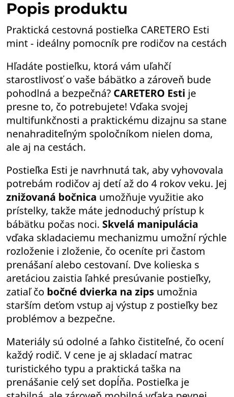 Caretero cest. postieľka + matrac, šírka (cm): 75,dĺžka (cm): 80