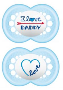 Mam cumlík silikónový original (i love) 2 ks, 6m+, mam
