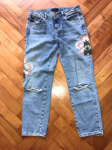 Krásne rifle/džínsy s kvetinkami, river island,36