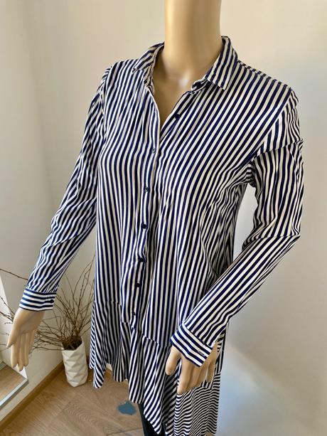 Dlhá pásikavá blúzka šaty cropp, s